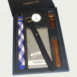 Coffret cadeau mixte Tweed Co. avec montre 40mm, bracelets interchangeables et charm TWEED en acier